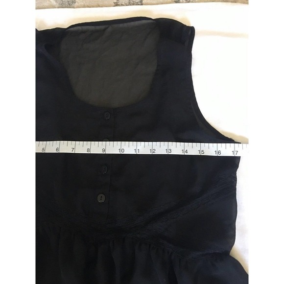 Express Dress Womens Sz Medium Black Top Layer Sheer Full Cami Lace Sleeveless - Picture 6 of 10
